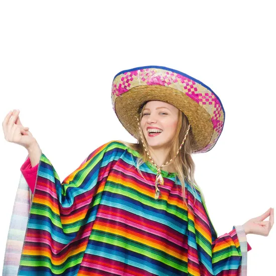 Mexican Serape Poncho Costume - Cinco De Mayo Mexican Fiesta Ponchos for Adults and Kids {3}