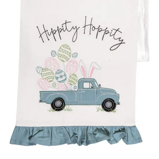 Hippity Hoppity Easter Truck Embroidered Spring Table Runner 13" x 72" {4}