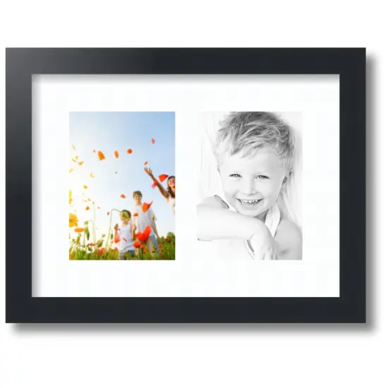 ArtToFrames Collage Photo Picture Frame with 2 - 5x7 inch Openings, Framed in Black with Over 62 Mat Color Options and Regular Glass (CSM-3926-35) {7}