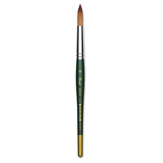 Utrecht Series 6150 Synthetic Golden Taklon Watercolor Brush - Round, Size 14, Short Handle {2}
