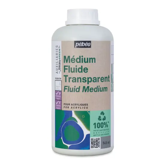 Pebeo Studio Green Transparent Fluid Acrylic Medium - 945 ml {1}