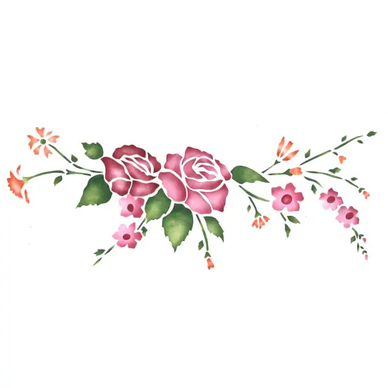 Rose Spray Wall Stencil Border | 057 by Designer Stencils | Floral Stencils | Reusable Art Craft Stencils for Painting on Walls, Canvas, Wood | Reusable Plastic Paint Stencil for Home Makeover | Easy to Use & Clean Art Stencil {1}