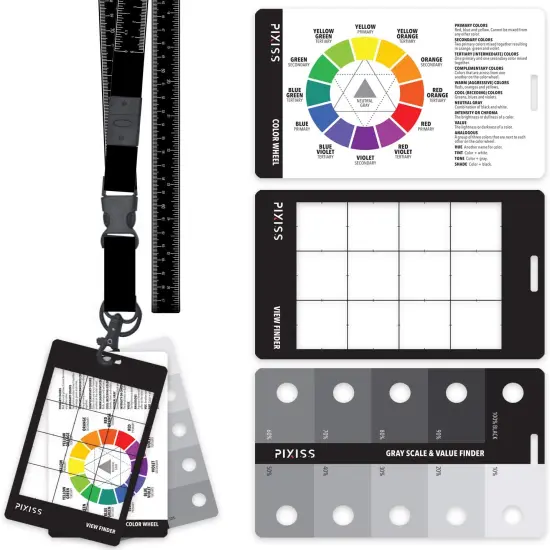 Pixiss Grey Scale Value Finder, Color Wheel, Artists View Catcher on Lanyard {1}