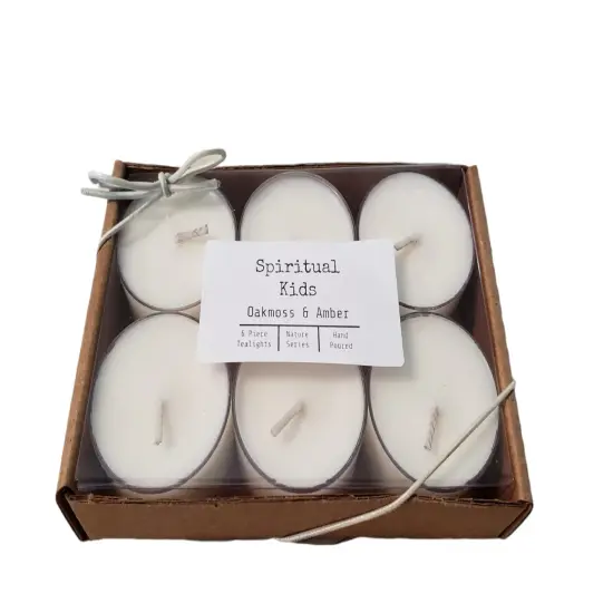 Oakmoss & Amber Soy Tealights 6 Count HandMade with Fragrant & Essential Oils {1}