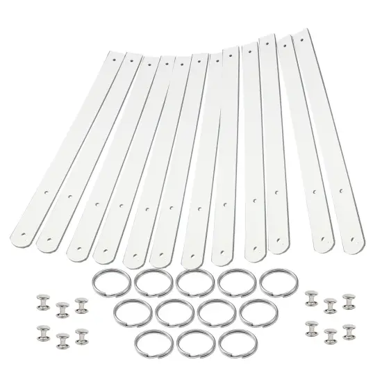 Blank Leather Keyrings 12 Pack &ndash; Pre-Cut Blanks with Hardware for Hot, Foil Stamping & Engraving White {1}