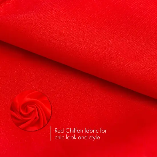 Chiffon Head Neck Scarf - Red Classic Retro Sheer Square Head Scarves Handkerchiefs Handbag Ties for Women and Girls {6}