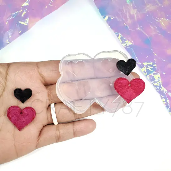 Two size Heart Dangle Set Earring Mold (D2) {1}