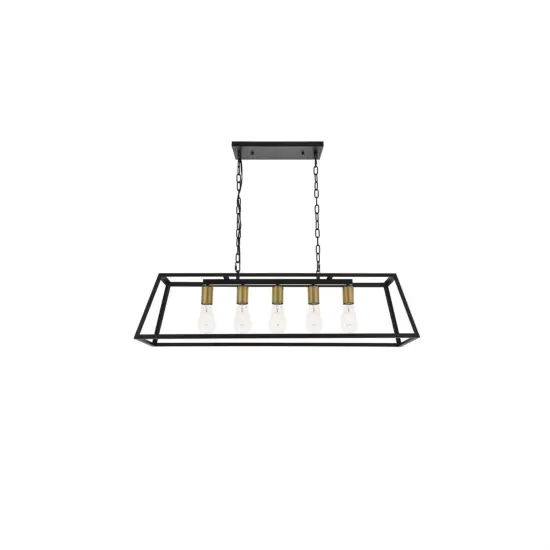 Resolute 5 light brass and black Pendant {4}