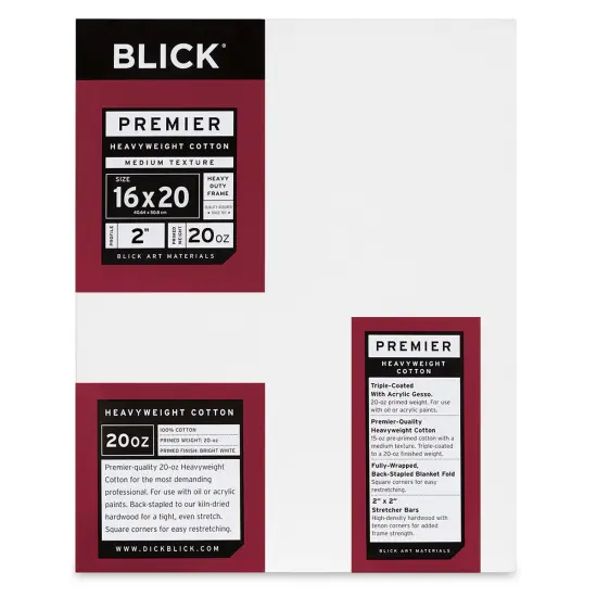 Blick Premier Heavyweight Stretched Cotton Canvas - 16" x 20", 2" Profile {1}