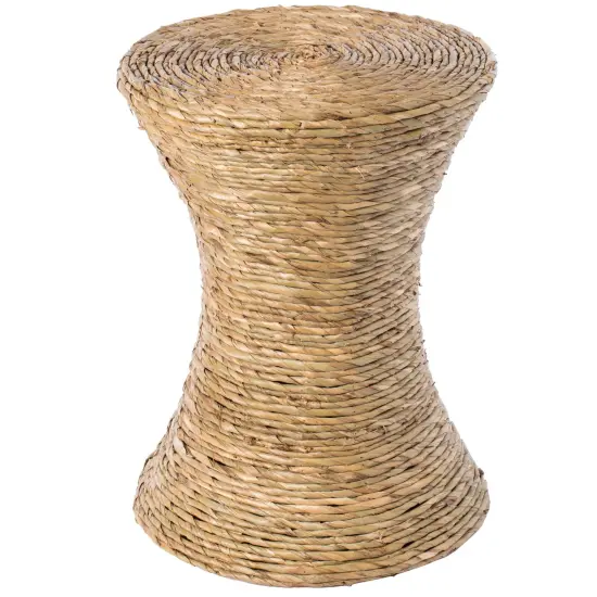Decorative Round Wicker Side Table Hourglass Shape Accent Coffee Table {3}