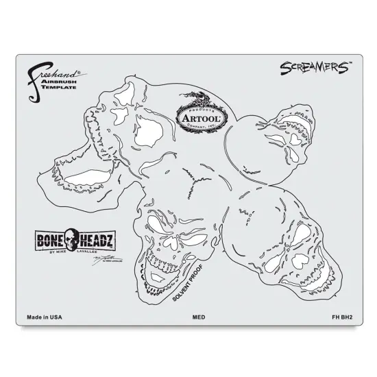 Iwata Artool Freehand Template - Set of 4, BoneHeadz Screamers {1}