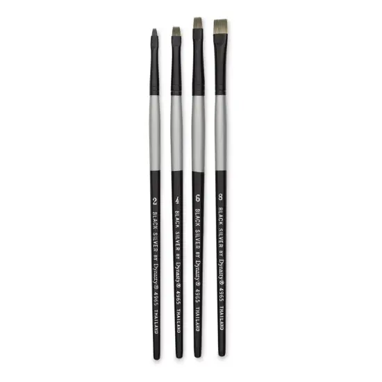 Dynasty Black Silver Synthetic Brushes - Set 5, Pkg of 4 {1}