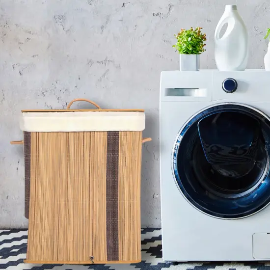 Collapsible Waterproof Laundry Hamper with Lid and Handles for Organizer, Clothes, Toy Durable Folder Washing Bin for Easy Carrying Coconut Stick {4}