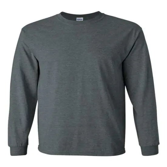 Gildan&reg; Cotton Long Sleeve Crew-Neck T-Shirt Dark Heather {1}