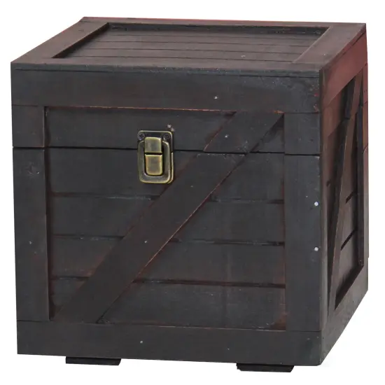 Stackable Wooden Cargo Crate Style Storage Chest Black {1}