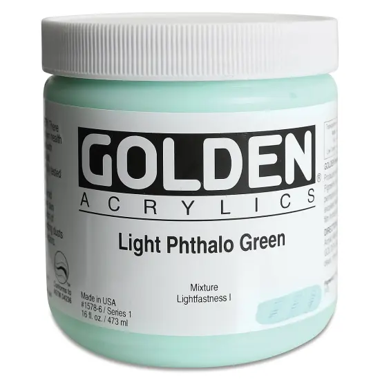 Golden Heavy Body Artist Acrylics - Light Phthalo Green, 16 oz {2}