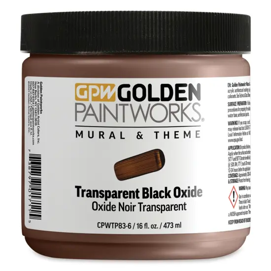 Golden Paintworks Mural and Theme Acrylic Paint - Transparent Black Oxide, 16 oz, Jar {1}