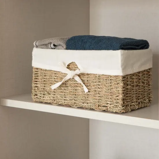 Seagrass Shelf Basket Lined with White Lining {2}