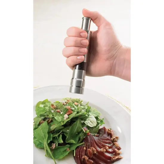 Fletchers Mill Stainless-Steel Pump and Grind Pepper Mill, Modern Thumb Button Grinder, One-Handed Operation, Perfect For Restaurant Staff {3}