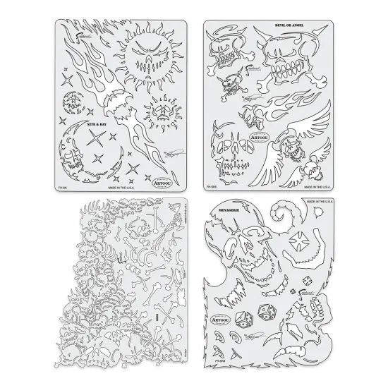 Iwata Artool Freehand Template - Set of 4, Son of Skull Master {1}