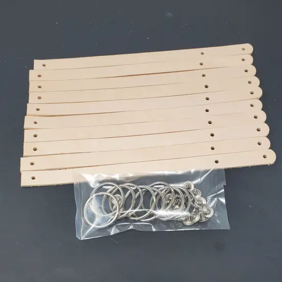 Vegetable-Tanned Leather Keychains DIY Kit &ndash; 10 Pack of 1/2" Blanks with Hardware {3}