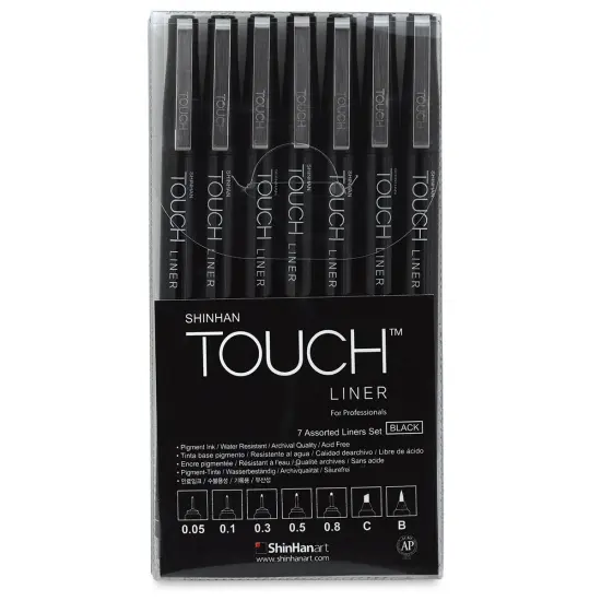 Shinhan Touch Liner Pens - Black, Set of 7 {1}