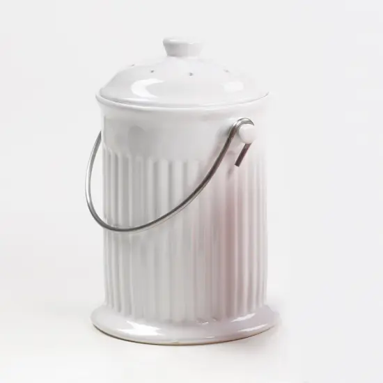 Norpro Ceramic Kitchen Compost Keeper - Countertop Pail with Filter that Prevents Odors, 1 Gallon 10 x 7.75 Inches {1}