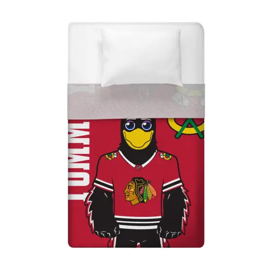 Sleep Squad Chicago Blackhawks Tommyhawk 60&rdquo; x 80&rdquo; Raschel Plush Hockey Blanket {4}