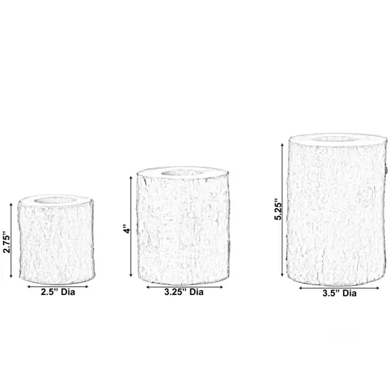 Bark Wooden Pillar Tree Stump Tea Light Rustic Candle Holder - Set of 3 {2}