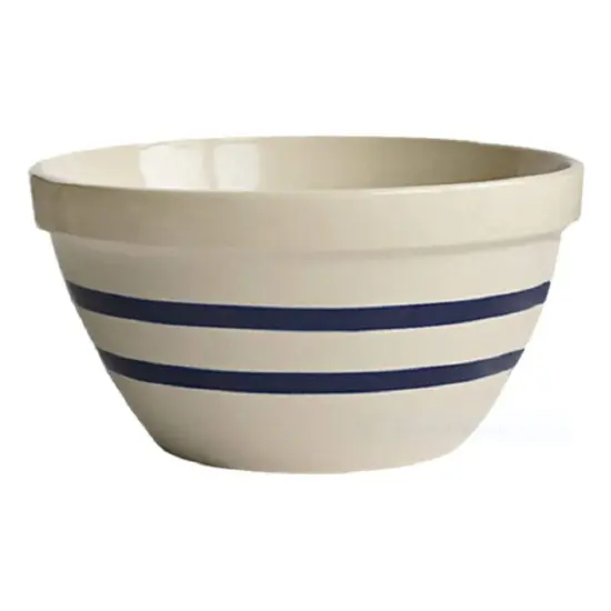 Ohio Stoneware USA-Made Shoulder Bowl Lead Free Bristol with Navy Stripes Large {1}