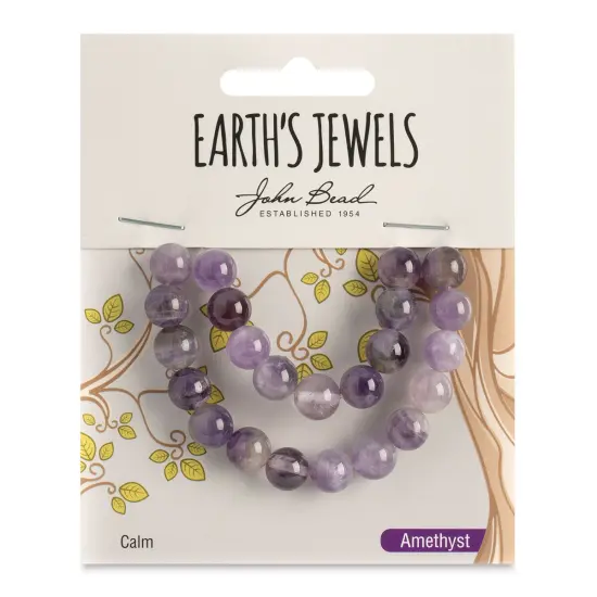 John Bead Earth's Jewels Amethyst Beads - Dog Tooth, Round, Pkg of 23, 8 mm {1}