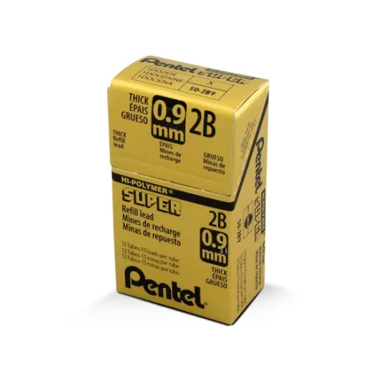 Super Hi-Polymer Lead Refill (0.9mm) Thick, 2B, 15 pcs/Tube {2}
