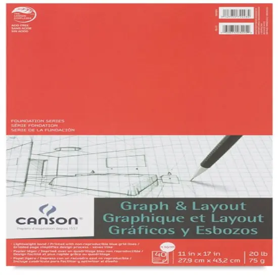 Canson Foundation Graph Pad - 11" x 17", 4" x 4" Grid, 40 Sheets {1}