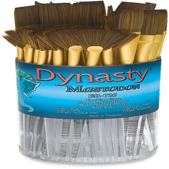 Dynasty Mastodon Synthetic Brush Canister - Fan/Glaze, Set of 60 {1}
