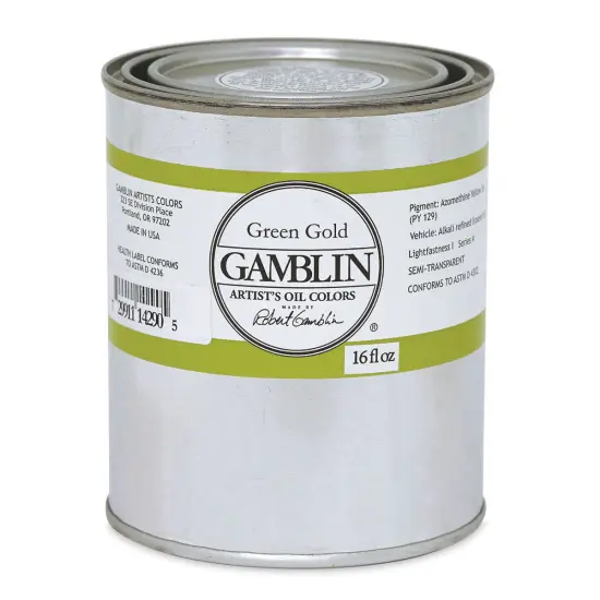 Gamblin Artist's Oil Color - Green Gold, 16 oz can {1}