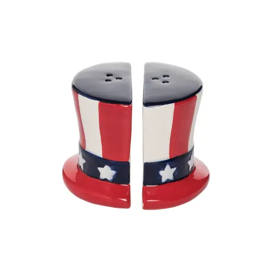 Uncle Sam Hat July Fourth Americana Salt & Pepper Shaker Set of 2 {1}