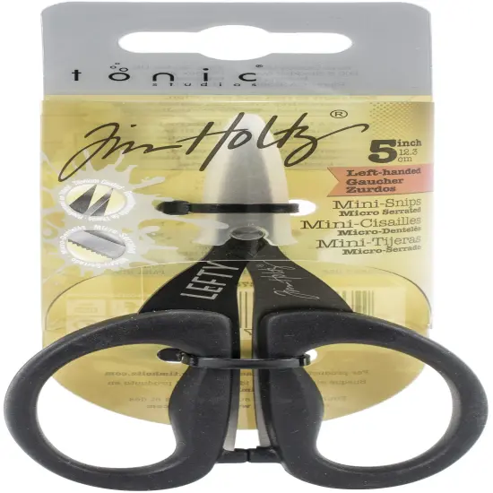 Tim Holtz Non-Stick Titanium Micro Serrated Mini Snips 5"-Left-Handed {1}
