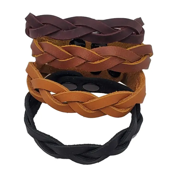 Mixed Colors Mystery Braid Leather Bracelets Kit - 8 Leather Bracelets Braiding Ready 2 of Each Color - Made in USA by Pitka Leather {2}