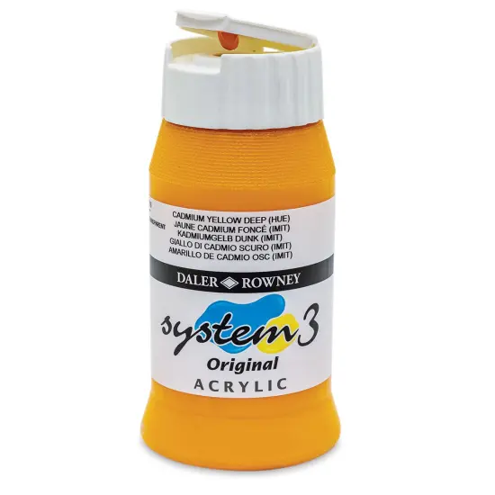 Daler-Rowney System3 Acrylic - Cadmium Yellow Deep Hue, 500 ml bottle {1}