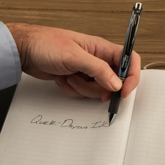 EnerGel RTX Retractable Liquid Gel Pen, (0.7mm) Needle Tip, Medium Line, Black Ink {4}