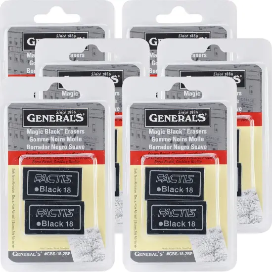 Multipack of 6 - Magic Black Erasers 2/Pkg {1}