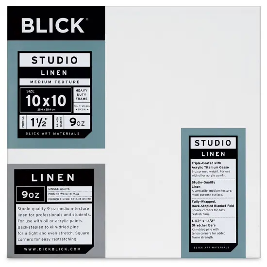 Blick Studio Linen Stretched Canvas - 10" x 10", Gallery 1-1/2" Profile {1}