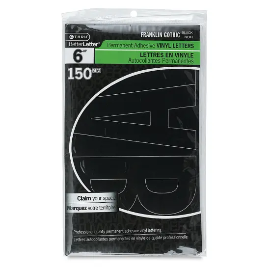 Westcott BetterLetter Self-Adhesive Vinyl Letters &ndash; 6&rdquo; Permanent Letters, Franklin Gothic, Black {1}