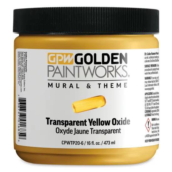Golden Paintworks Mural and Theme Acrylic Paint - Transparent Yellow Oxide, 16 oz, Jar {1}