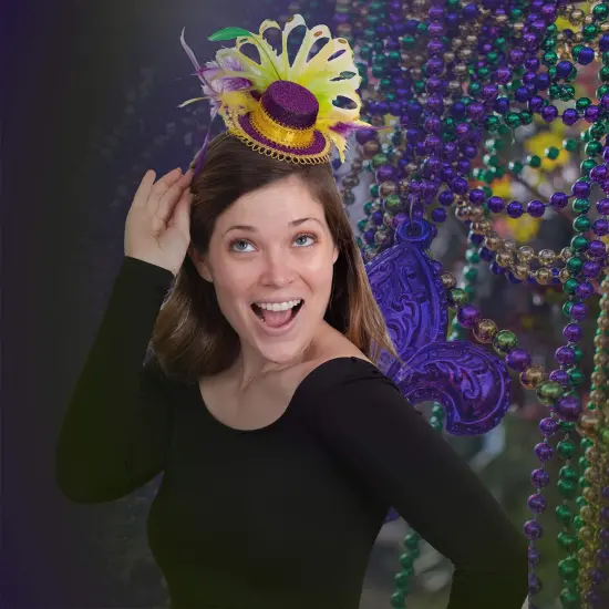 Purple Top Hat Headband - Mardi Gras Mini Hat Dress Up Hair Costume Accessories Head Band for Women and Children {4}