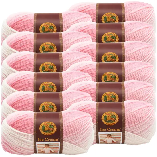 Multipack of 12 - Lion Brand Ice Cream Yarn-Strawberry {1}