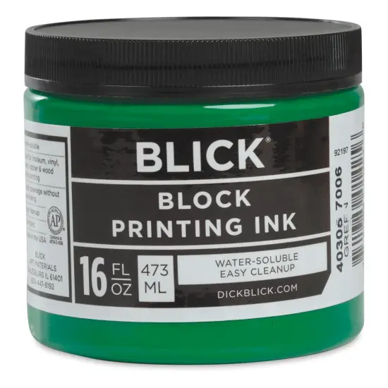 Blick Water-Soluble Block Printing Ink - Green, 16 oz Jar {1}