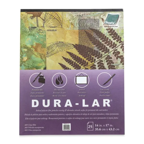 Grafix Dura-Lar Clear Acetate Alternative - 14" x 17" x .005", Pad, 25 Sheets {1}