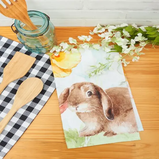 Floppy Ear Easter Bunny Rabbit Spring Printed Flour Sack Kitchen Dishtowel {3}