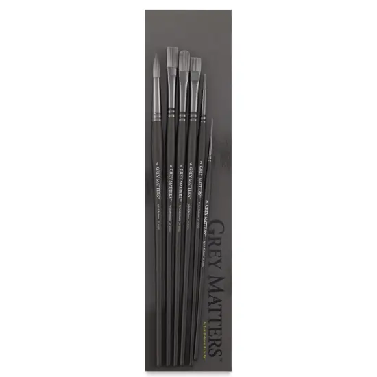 Richeson Grey Matters Brush Set - Synthetic Acrylic Brushes, Long Handle, Set of 6 {1}